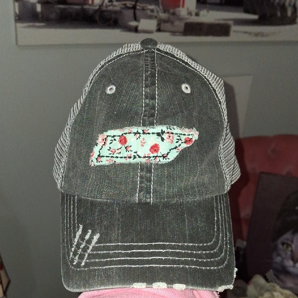 Floral Patch Denim Trucker Hat